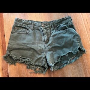 Free People green denim shorts- 26
